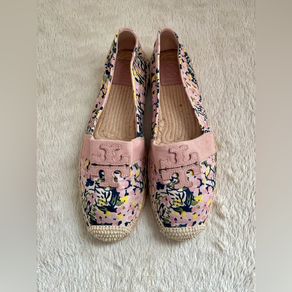 Tory Burch Pink Floral Espadrilles